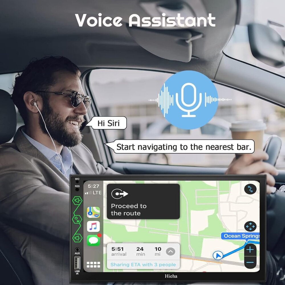 Car Stereo Bluetooth with Voice Control Backup Camera 5.3" TouchScreen - Picture 3 of 7